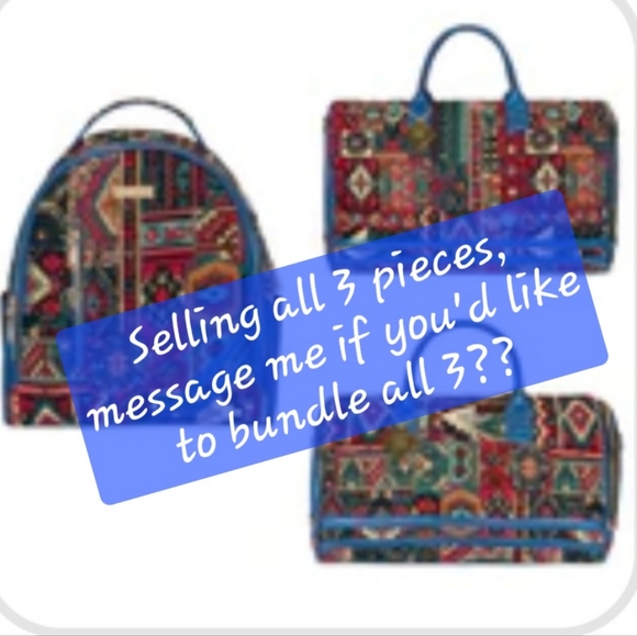 TOTENCARRY Boho Tribal Print STANDARD DUFFLE in Blue Trim (Unisex) - Picture 8 of 16